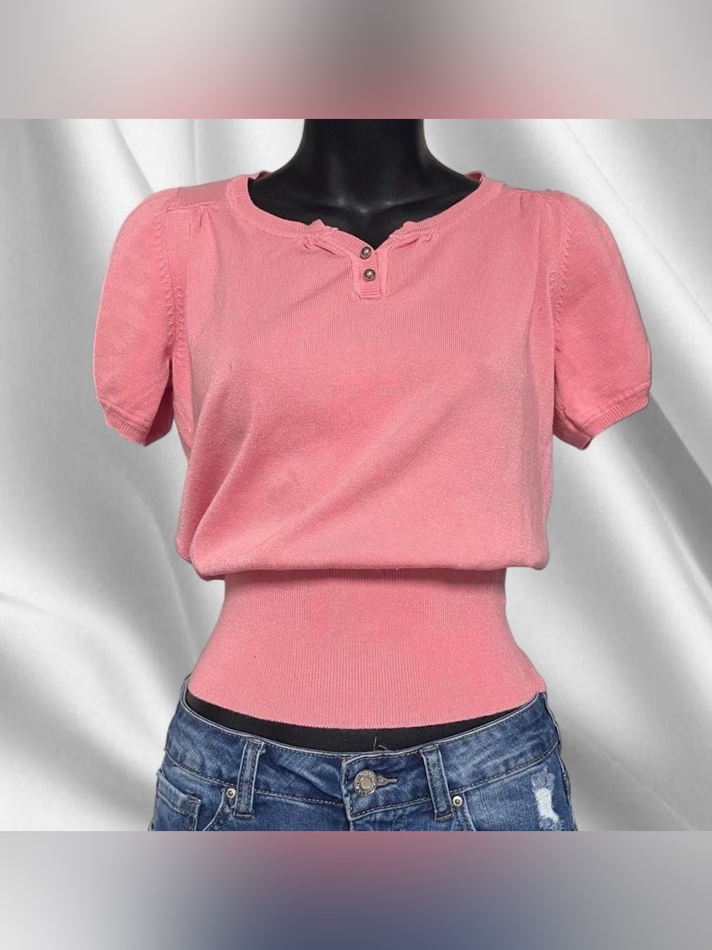Jessica Pink Puff Knit Blouse